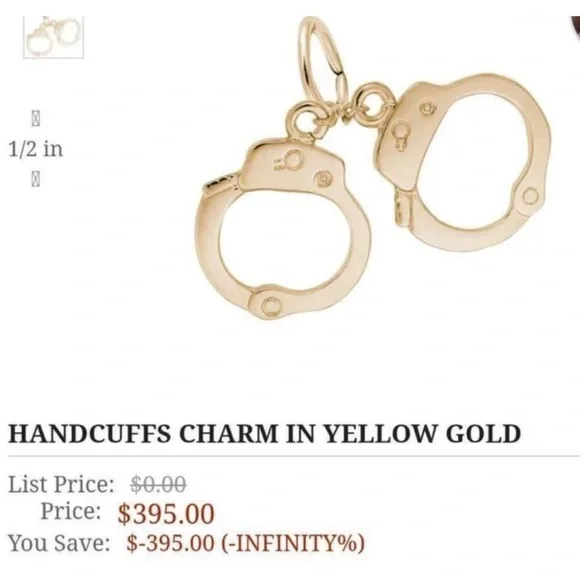 10K Gold Handcuff Pendant/Charm – Bold and Unique Statement Piece - Picture 4 of 4